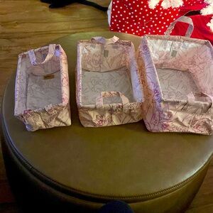 Brand new summer and rose three-piece canvas storing baskets